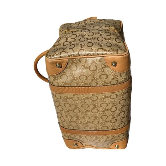 Celine Vintage Macadam Canvas Boston Bag Brown Leather Trim Made In Italy - Picture 15 of 16